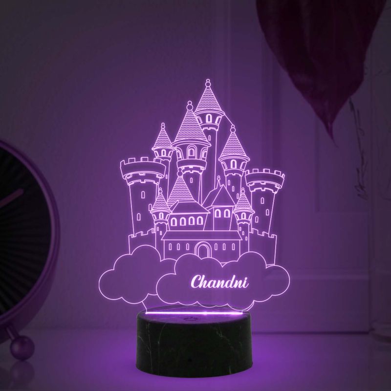3D Illusion Princess House Night lamp with Automatic Color Changing Light Customized with Name Gift for Children Girls